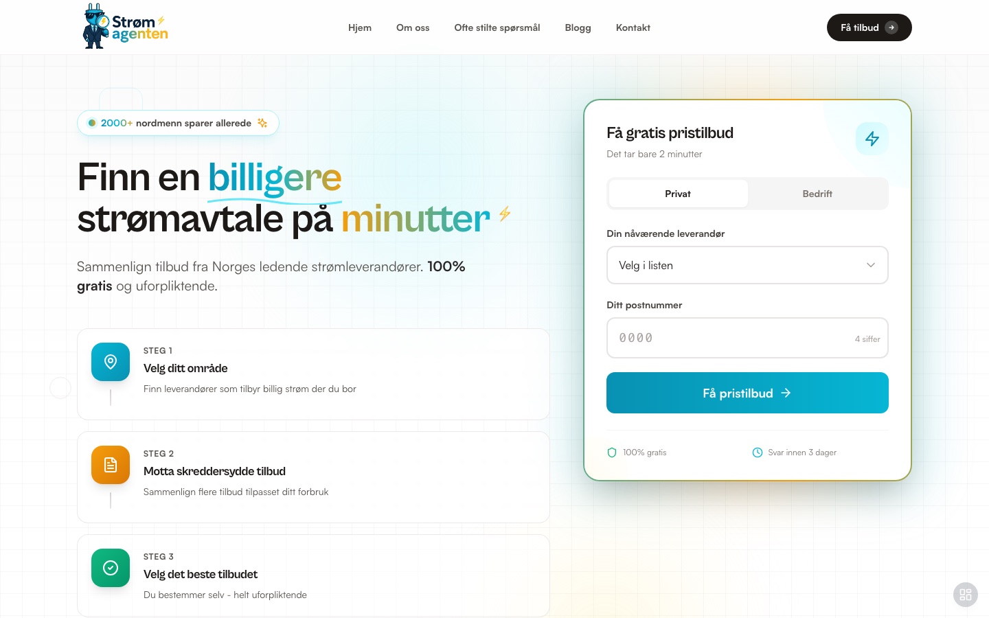 Skjermbilde av strømagenten.no